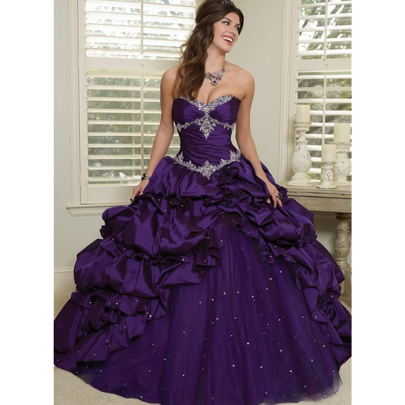 Women'S Gothic Formal Wear - โกธิคชุดแต่งงานสีม่วงคริสตัลลูกปัดที่กําหนดเอง Ruched Victorian ชุดเจ้าสาวความยาวชั้นผู้หญิงสวมใส่อย่างเป็นทางการ