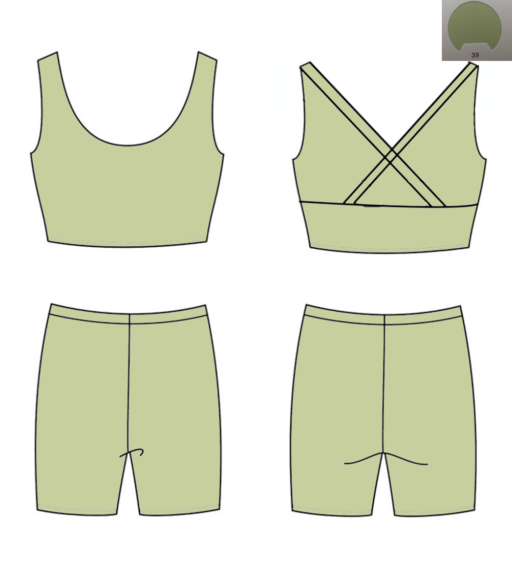 Monochrome Suit Set - ชุดโยคะสีพื้นแบบเสื้อกล้ามไขว้หลัง กางเกงขาสั้นรัดรูป สำหรับเด็กผู้หญิง ชุดโยคะบูติกสำหรับฤดูร้อน มีหลายสีให้เลือก