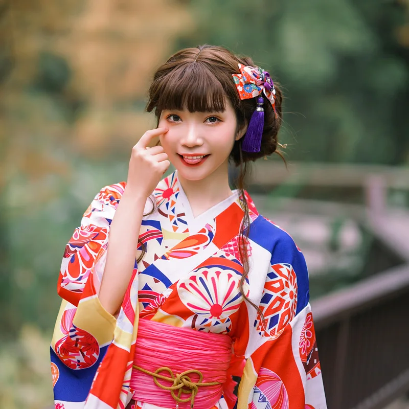Formal Wear Japan Women - ชุดกิโมโนแบบดั้งเดิมสไตล์ญี่ปุ่นสำหรับผู้หญิง ชุดยูกาตะแบบดัดแปลง ผ้ากันยับ ชุดเดรสยาว ชุดคอสเพลย์ ชุดถ่ายภาพ