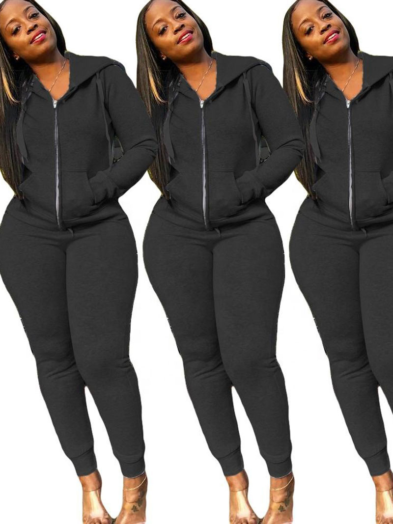 ชุดกีฬาผู้หญิงสองชิ้นผ้าฟลีซสี - Monochrome Suit Set บทวิจารณ์และราคา