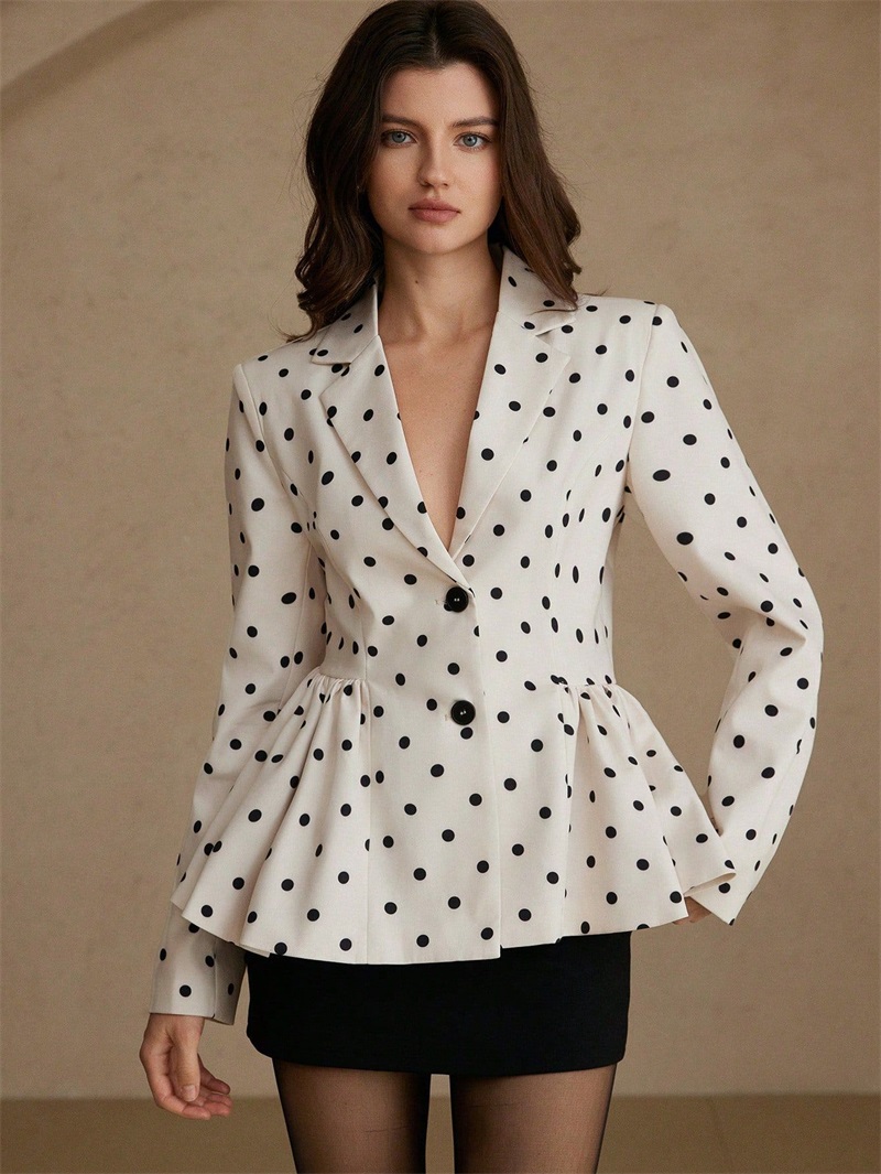 สีขาวลายจุดสีดำชุดสูทผู้หญิงเส - Women Formal Wear Black And White บทวิจารณ์และราคา