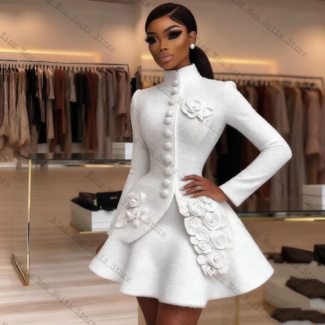 ชุดสูทผู้หญิงสีขาวหรูหรา 2 ชิ้ - Women Formal Wear Blazer Set บทวิจารณ์และราคา