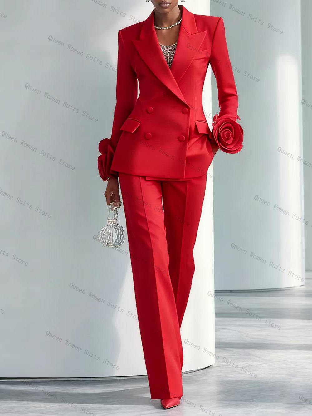 ชุดสูทผู้หญิงสีแดงสุดหรู 2 ชิ้ - Women Formal Wear Blazer Set บทวิจารณ์และราคา