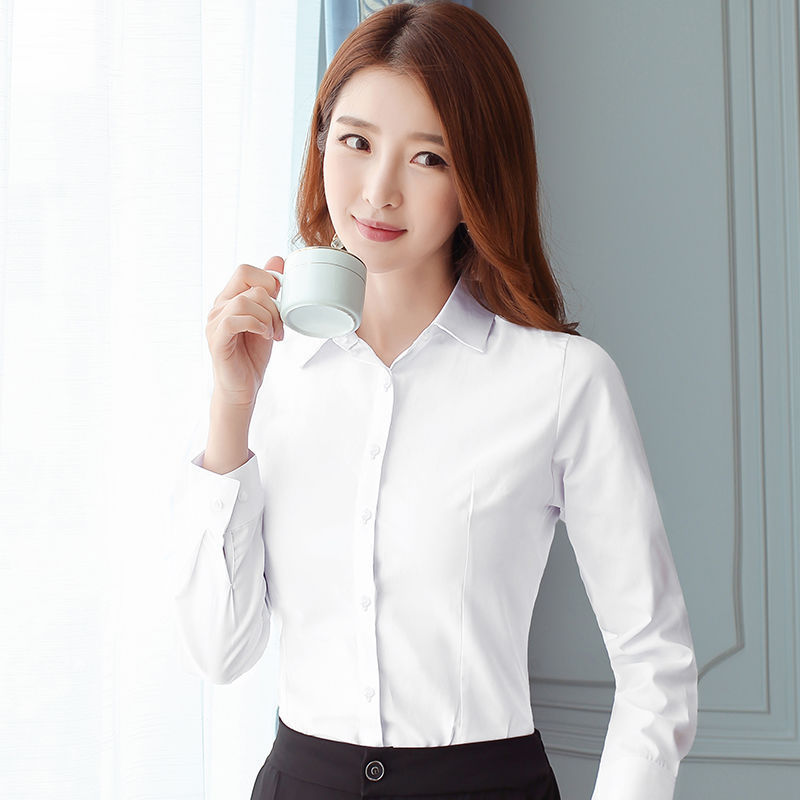 เสื้อเชิ้ตเกาหลีสีดำขาวทรงสลิม - Women Formal Wear Black And White บทวิจารณ์และราคา