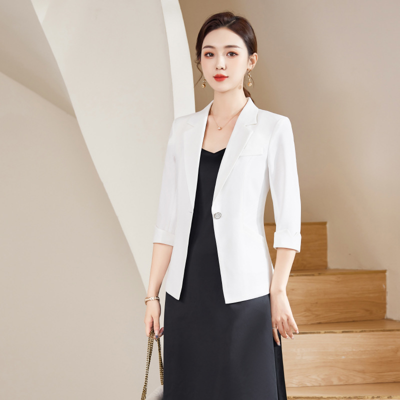 เสื้อโค้ททำงานแบบกระดุมครึ่งแข - Women Formal Wear Black And White บทวิจารณ์และราคา
