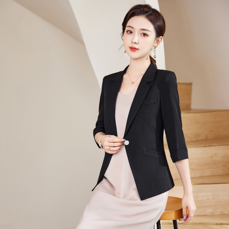 เสื้อโค้ททำงานแบบกระดุมครึ่งแข - Women Formal Wear Black And White บทวิจารณ์และราคา