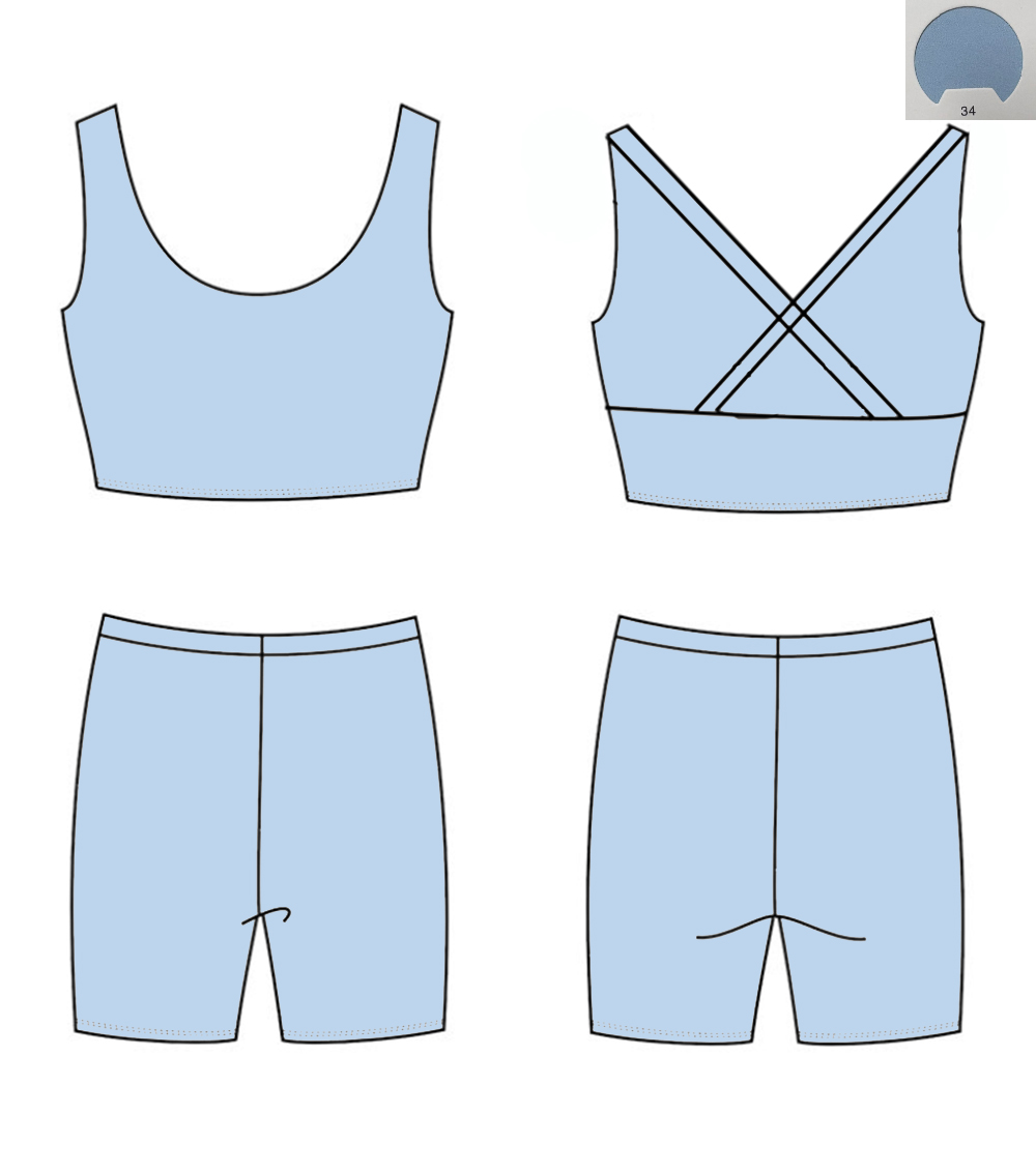 ชุดโยคะสีพื้นแบบเสื้อกล้ามไขว้ - Monochrome Suit Set บทวิจารณ์และราคา