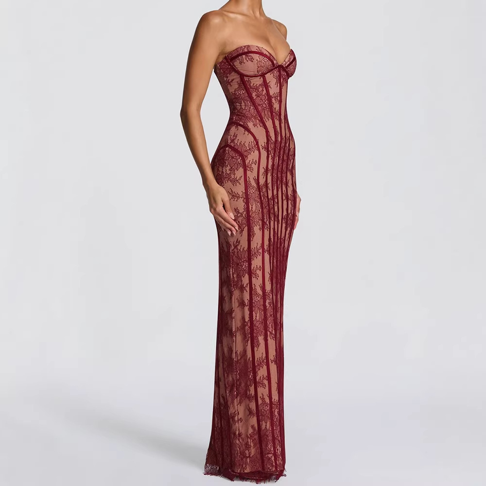 เดรสยาวทรงบอดี้คอนแบบไร้สายสำห - Formal Wear Women Us บทวิจารณ์และราคา