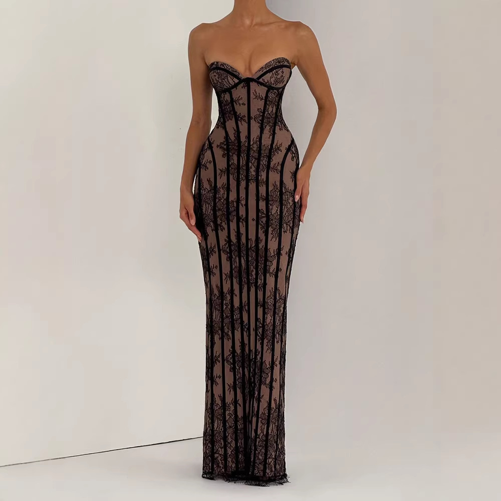 เดรสยาวทรงบอดี้คอนแบบไร้สายสำห - Formal Wear Women Us บทวิจารณ์และราคา